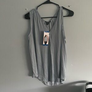 Hilary Radley Soft Gray V-Neck Blouse